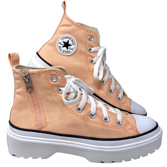 Converse Chuck Lugged Lift Hi Platform Sneaker Kids Women's Coral Canvas A03968C - Picture 1 of 9